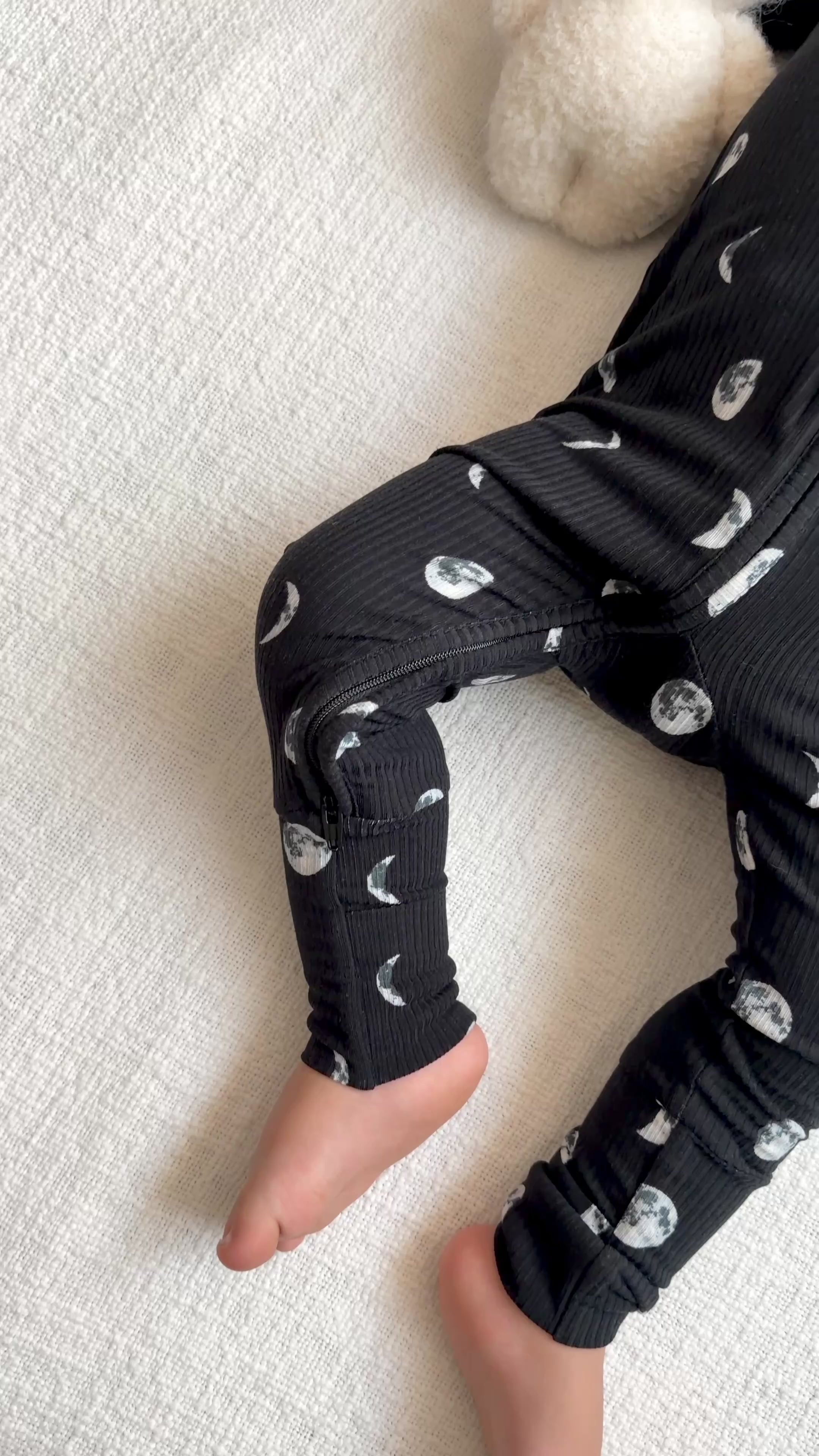 Moon Phases Small Ribbed Zip Romper