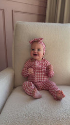 Mauve Small Gingham Zip Romper