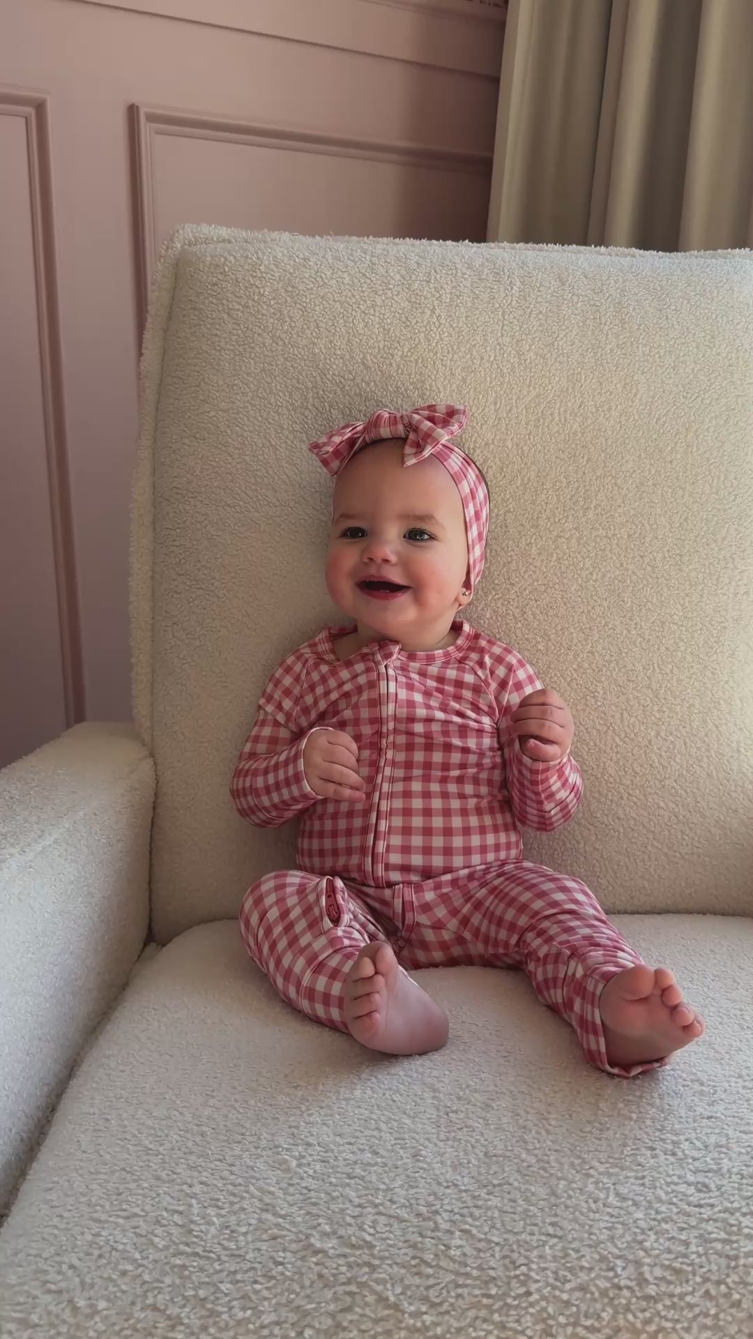 Mauve Small Gingham Zip Romper