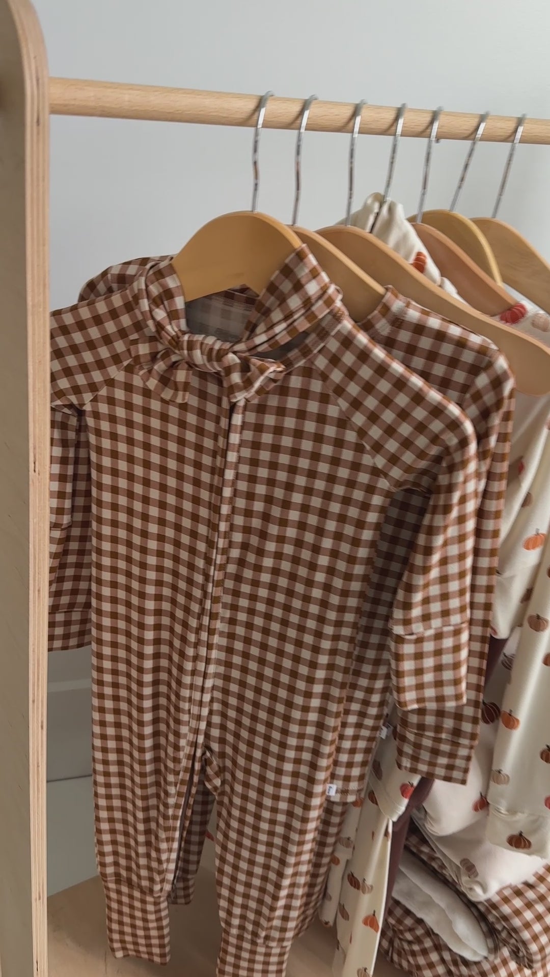 Caramel Small Gingham Zip Romper