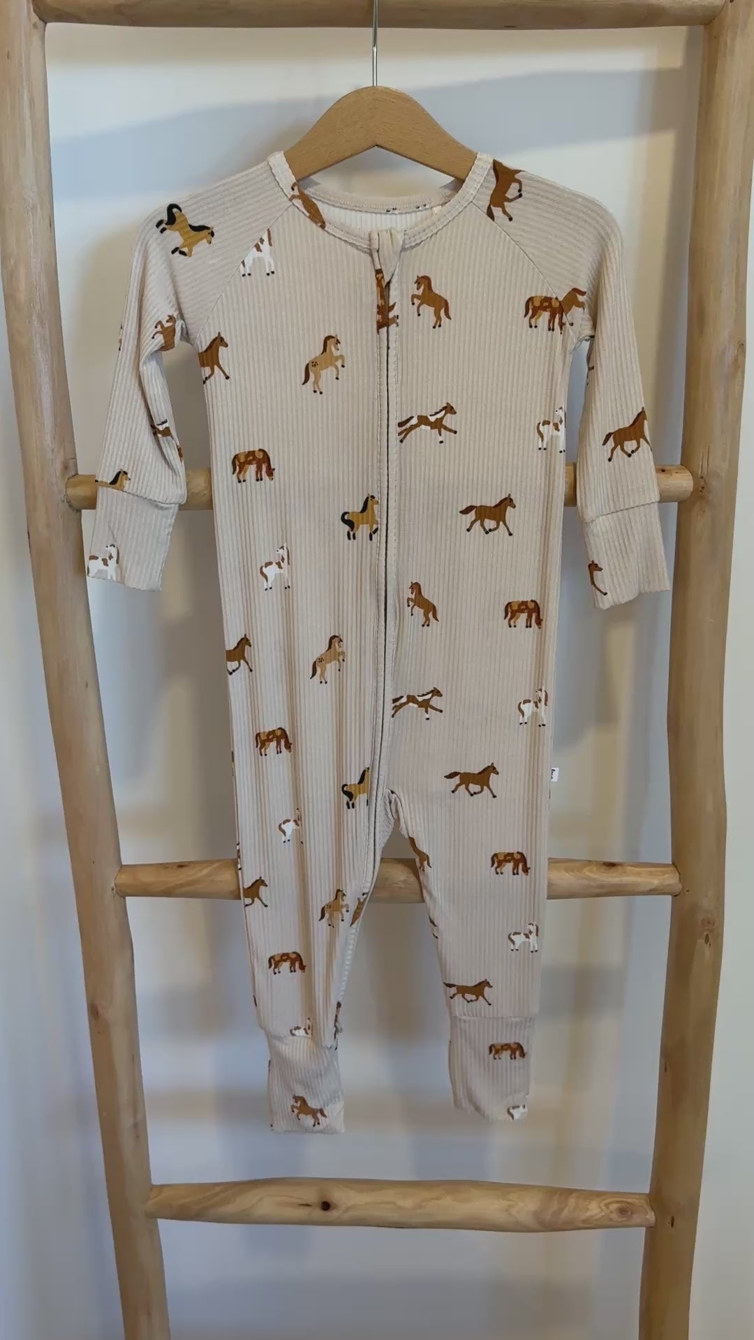 Horses Small Ribbed Zip Romper