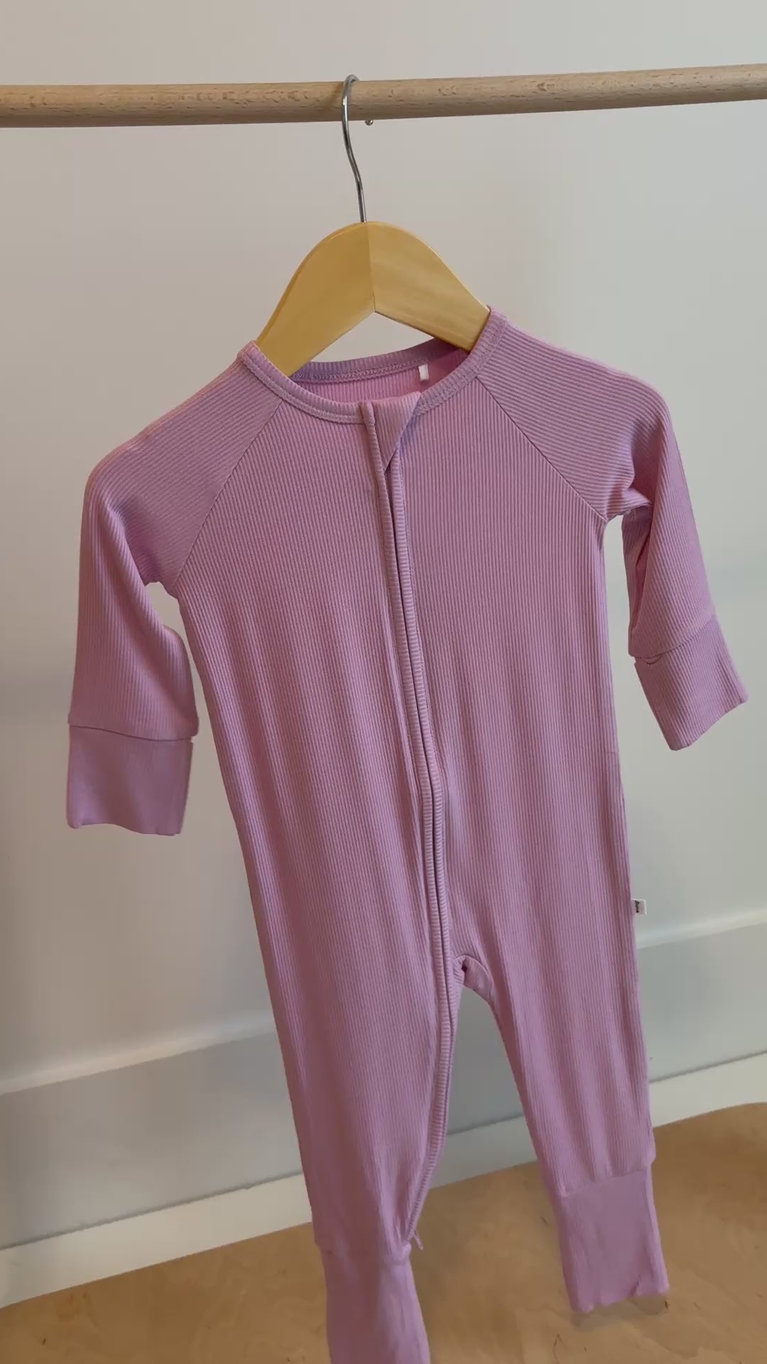 Lilac Mist Small Ribbed Zip Romper