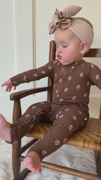 Autumn Stems Small Ribbed Zip Romper