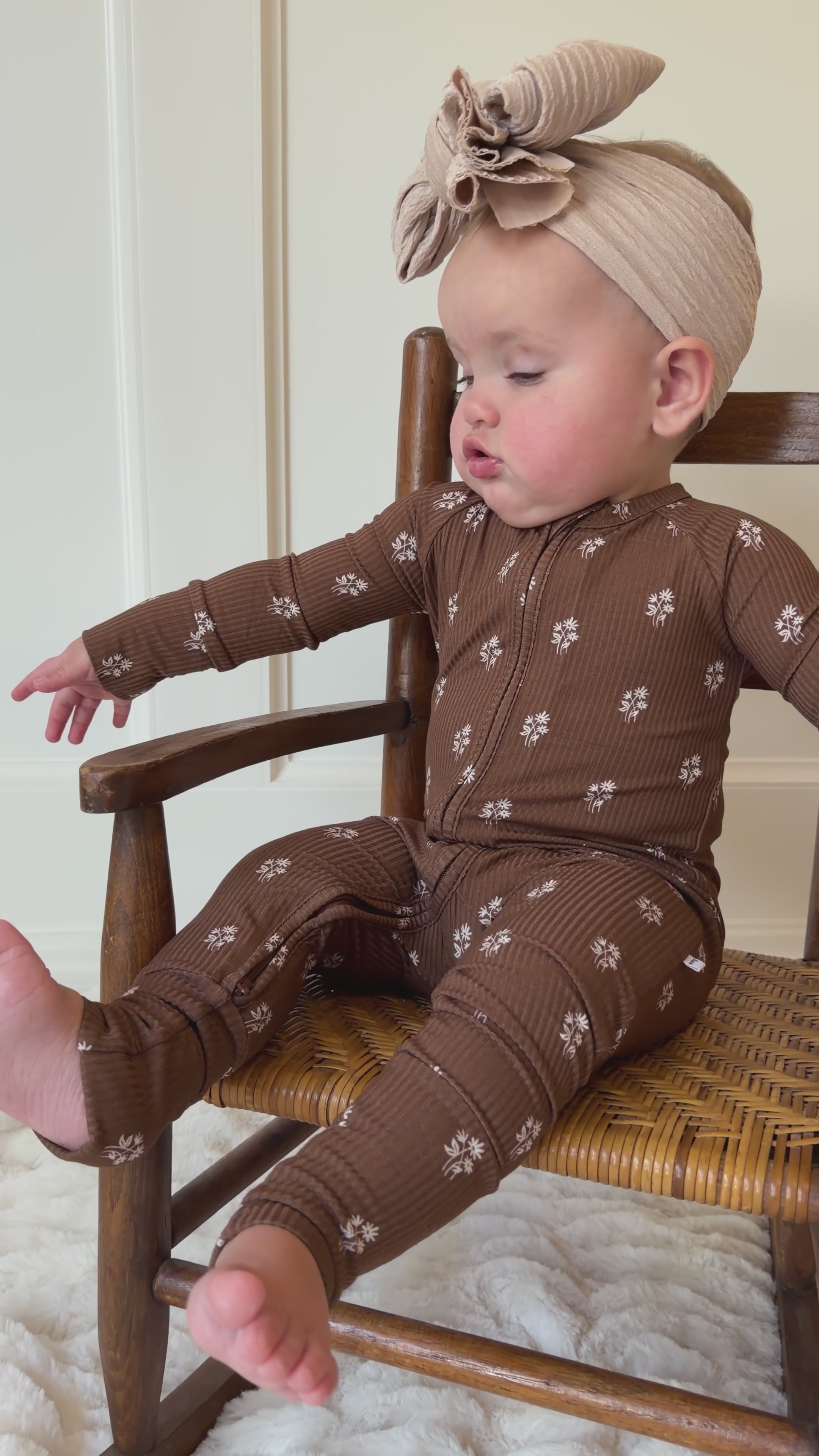 Autumn Stems Small Ribbed Zip Romper