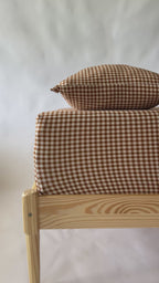 Caramel Small Gingham Twin Sheet With Pillow Case