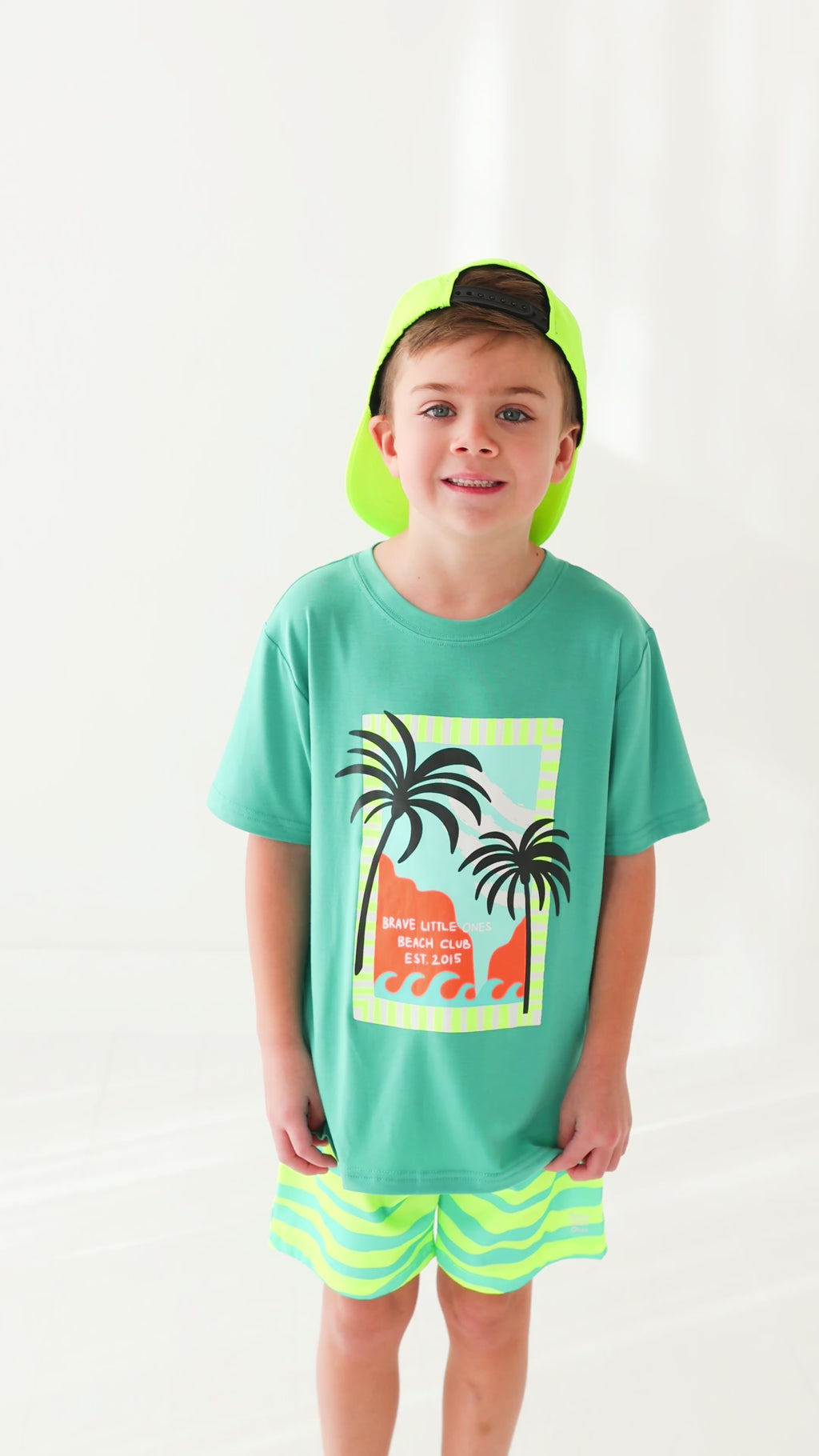 Neon Yellow Tides Swim Trunks