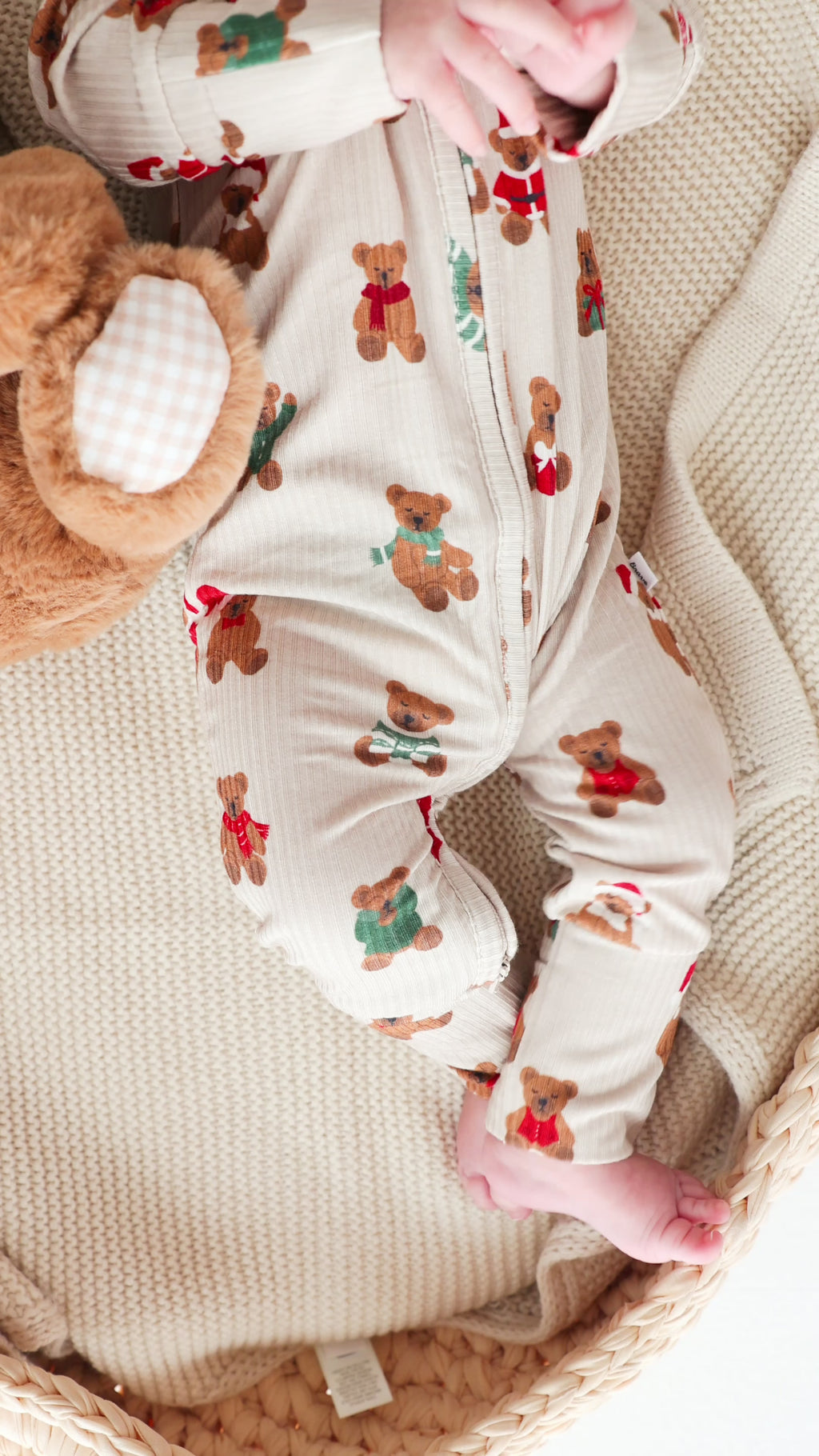 Teddy Bear Small Ribbed Zip Romper