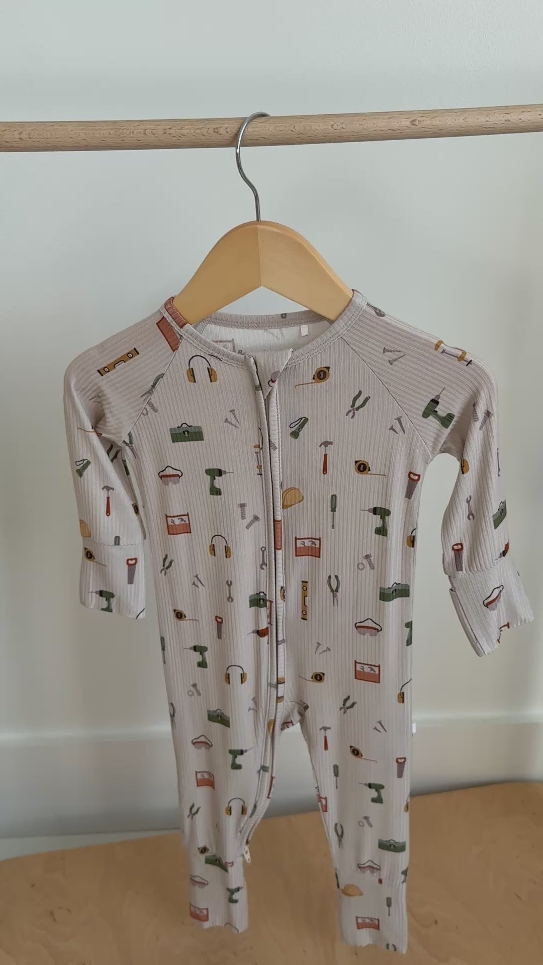 Tool Time Small Ribbed Zip Romper