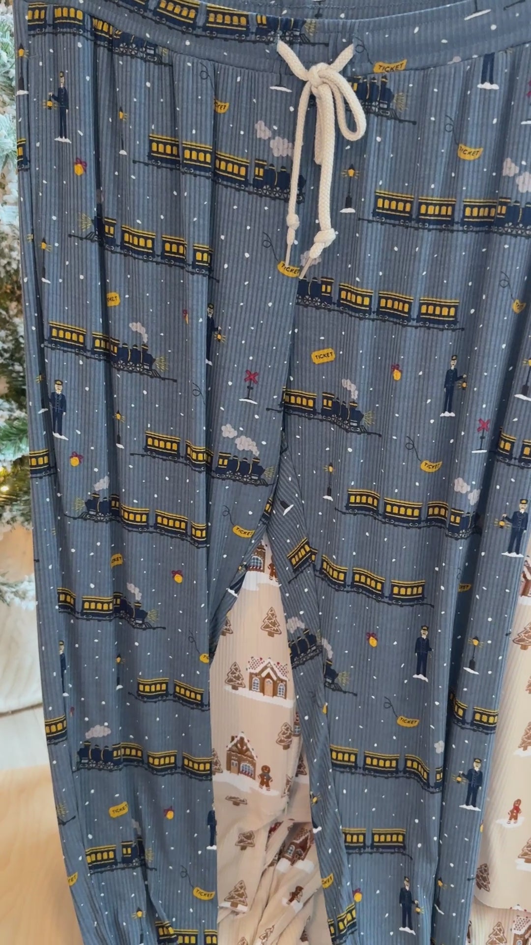 Christmas Trains Small Ribbed Men's Pants