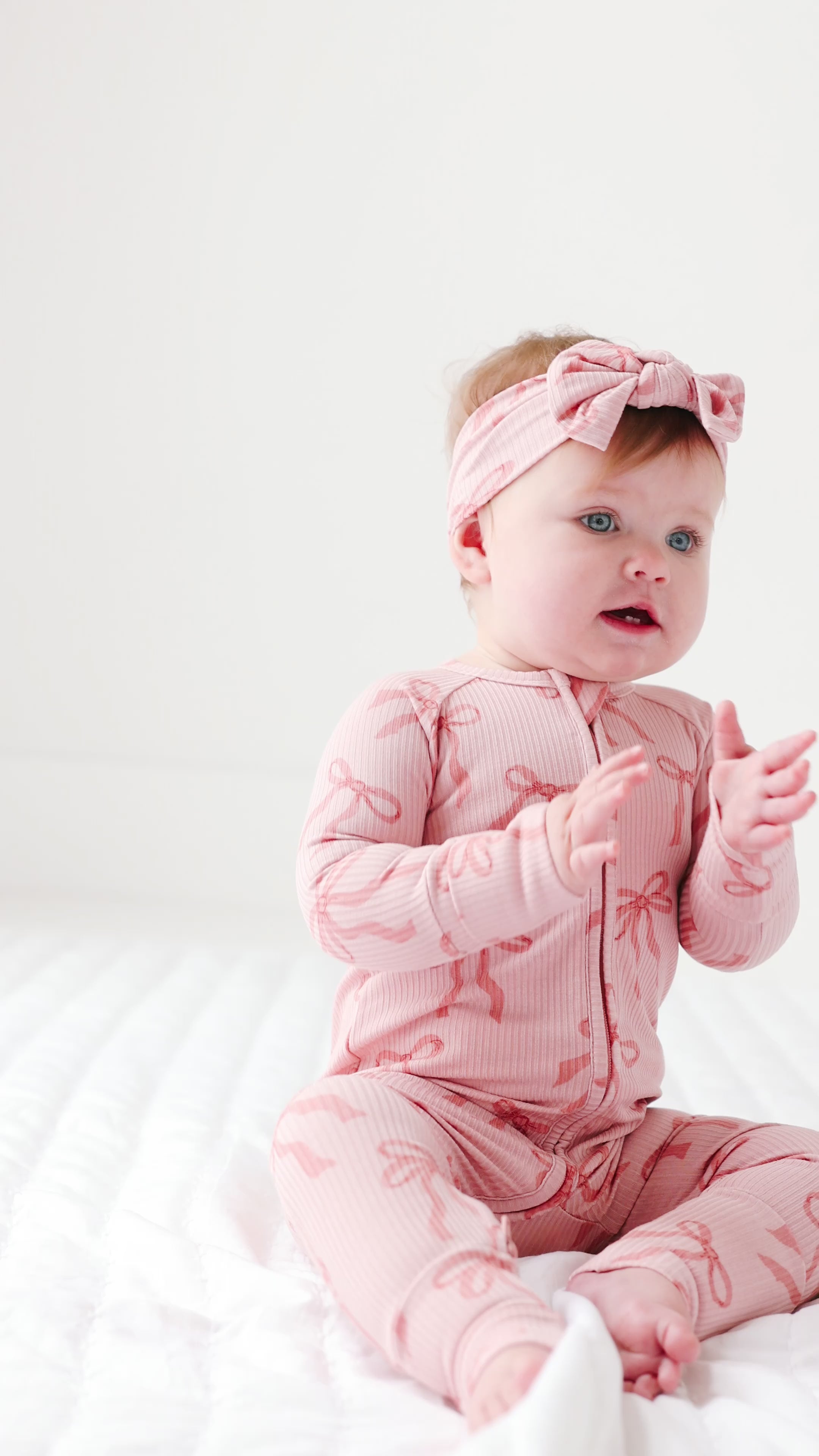 Coquette Bows Small Ribbed Zip Romper