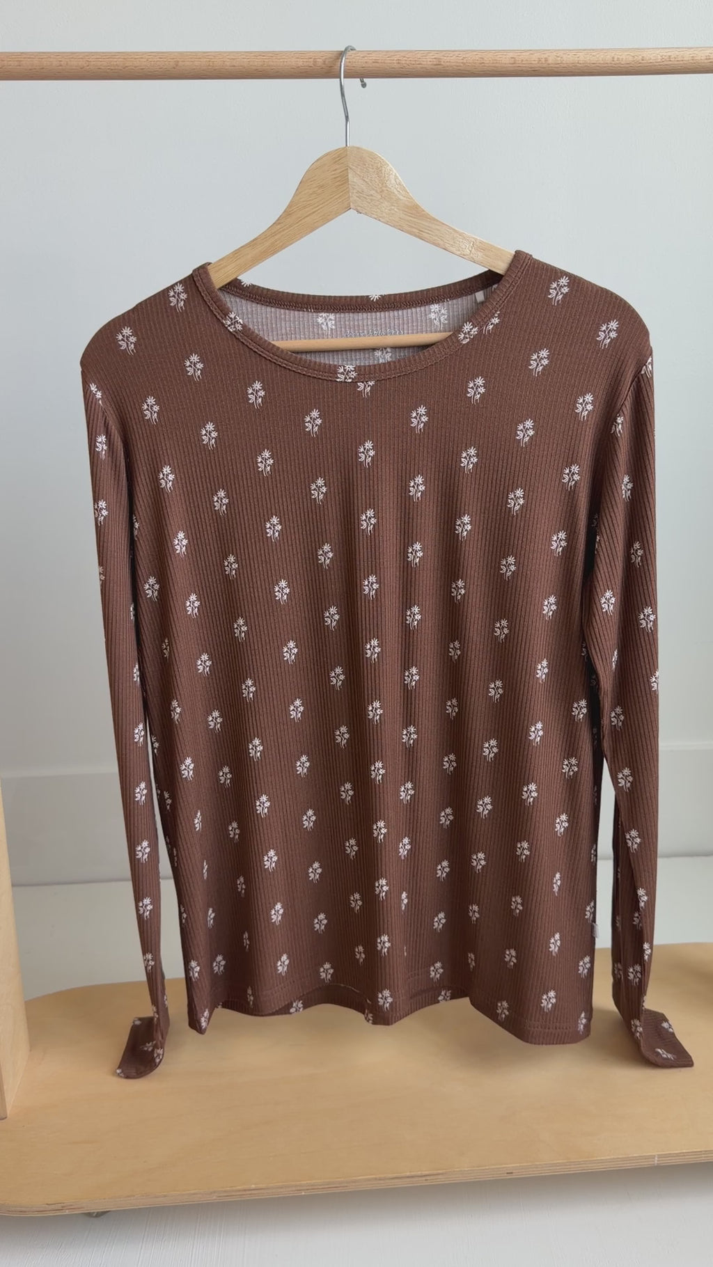 Autumn Stems Small Ribbed Women's Long Sleeve Top
