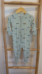 Race Cars Small Ribbed Zip Romper