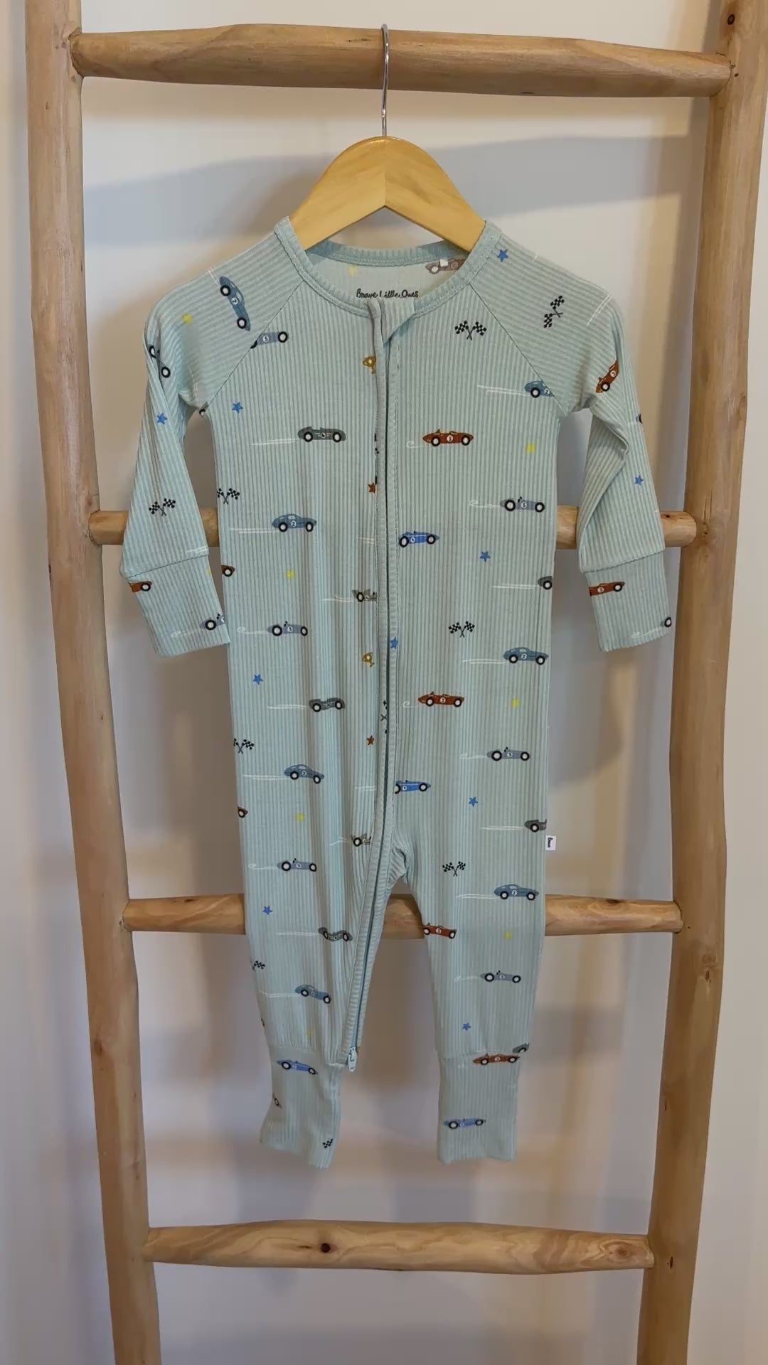 Race Cars Small Ribbed Zip Romper