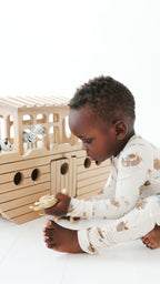 Noah's Ark Small Ribbed Zip Romper