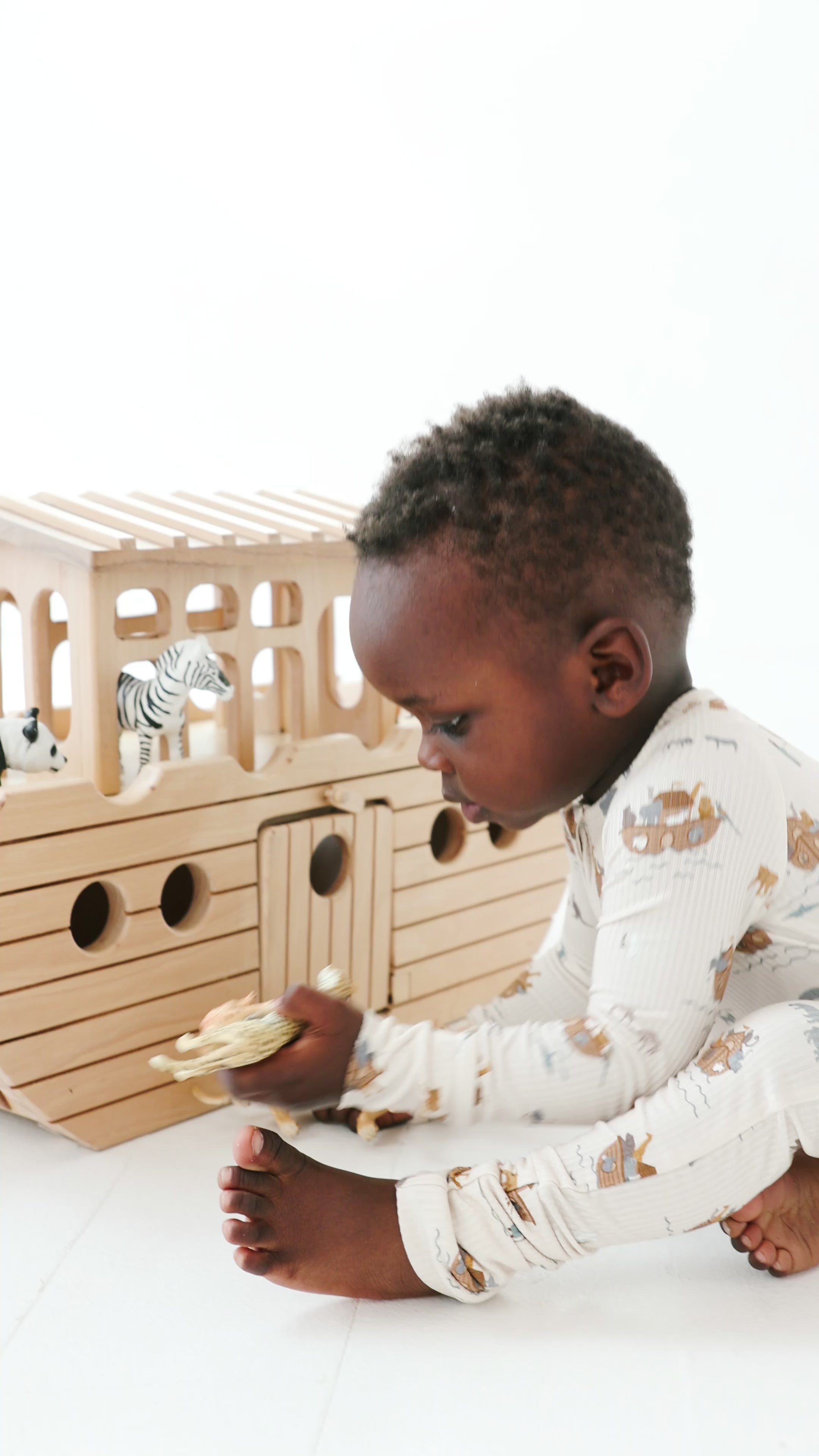 Noah's Ark Small Ribbed Zip Romper