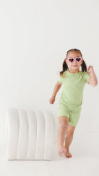 Tarragon Green Small Ribbed Shorts Two-Piece Set