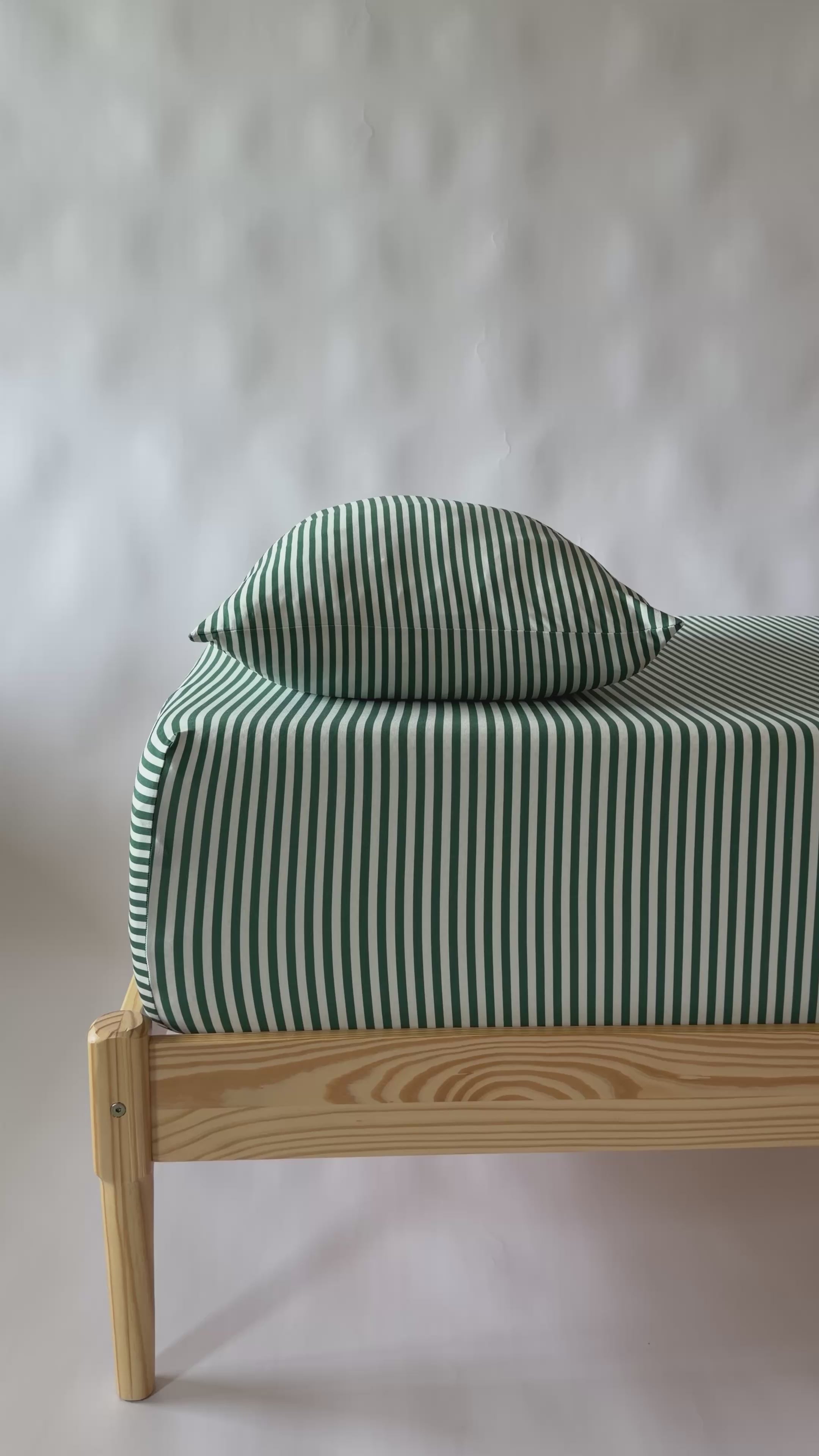 Eucalyptus Green Stripe Twin Sheet With Pillow Case