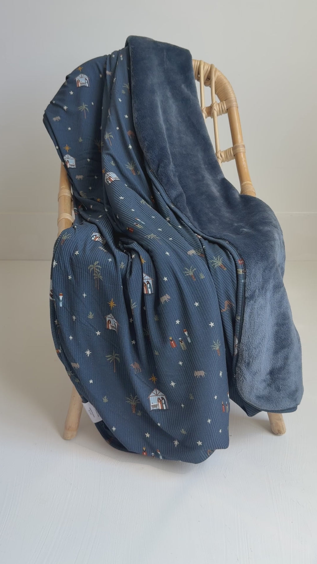 Nativity Blue Small Ribbed Toddler Blanket