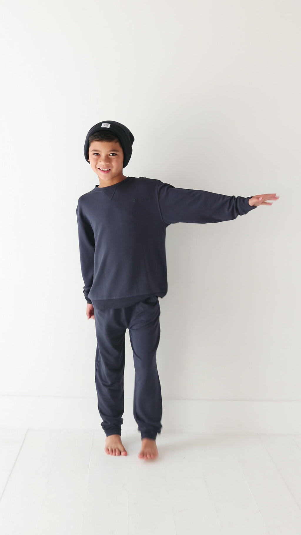 Dark Navy with Brave Embroidered Bamboo French Terry Pullover