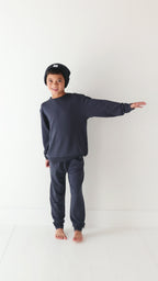 Dark Navy with Brave Embroidered Bamboo French Terry Pullover