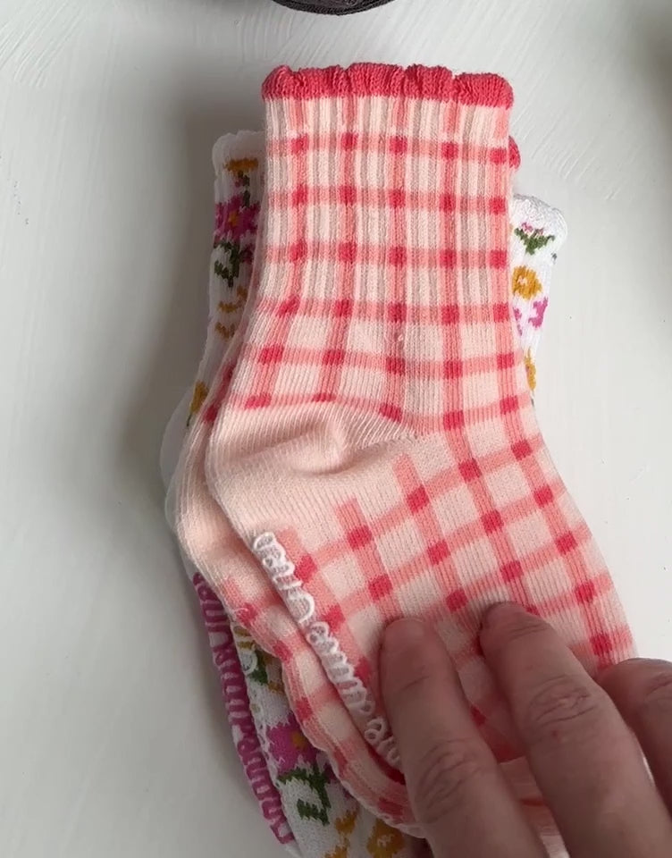Summer Blooms & Gingham Ruffle Socks 3 Pack