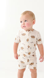 Noah's Ark Small Ribbed Summer Zip Romper