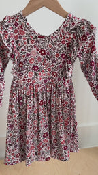 Fall Blooms Small Ribbed Ruffle Long Sleeve Dress