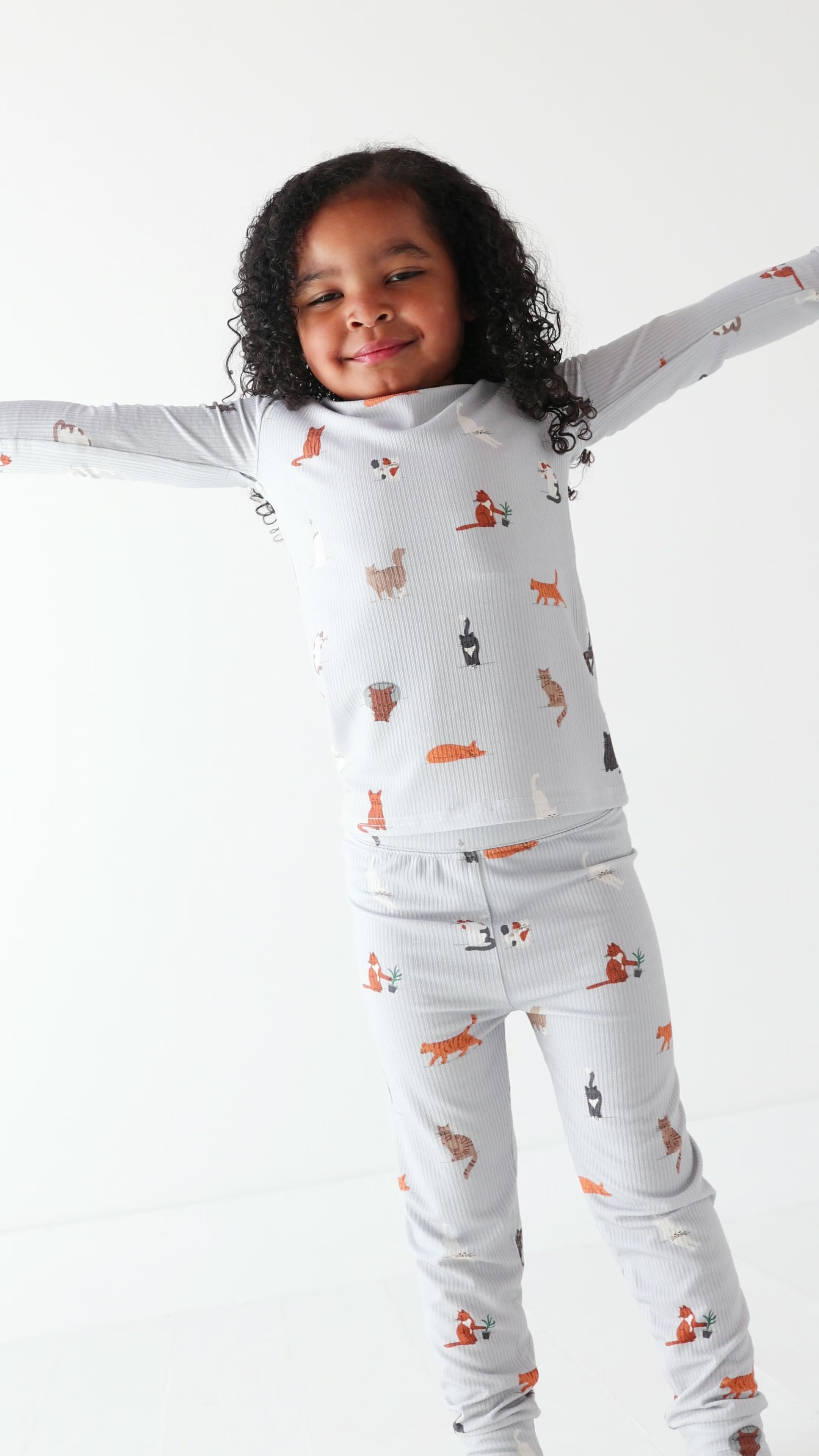 Cats Gray Small Ribbed Two-Piece Set