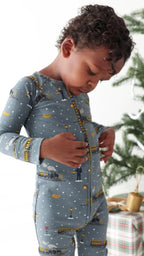 Christmas Trains Small Ribbed Zip Romper