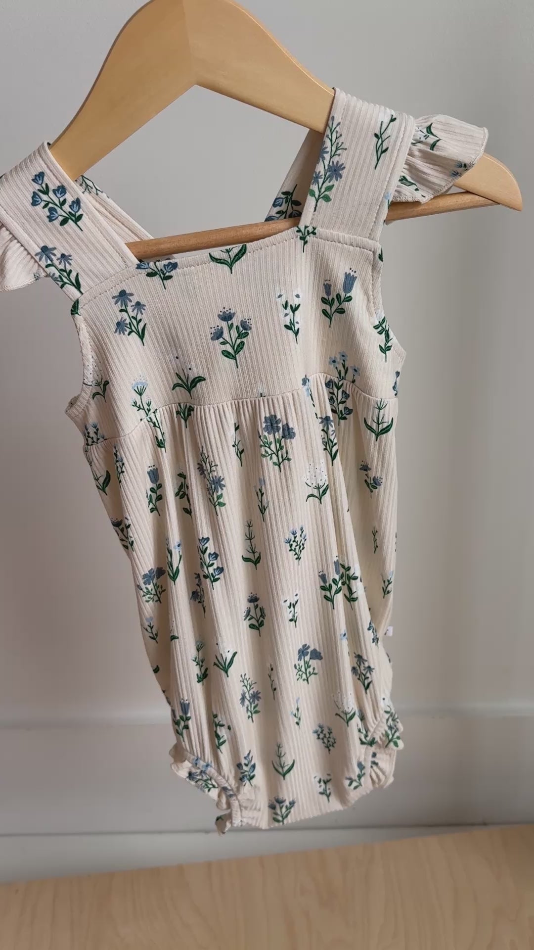 Morning Meadow Small Ribbed Flutter Sleeve Romper