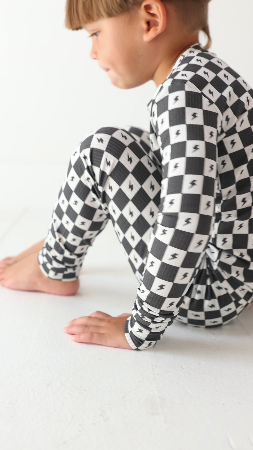 Checkered Lightning Bolt Small Ribbed Two-Piece Set