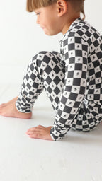 Checkered Lightning Bolt Small Ribbed Two-Piece Set