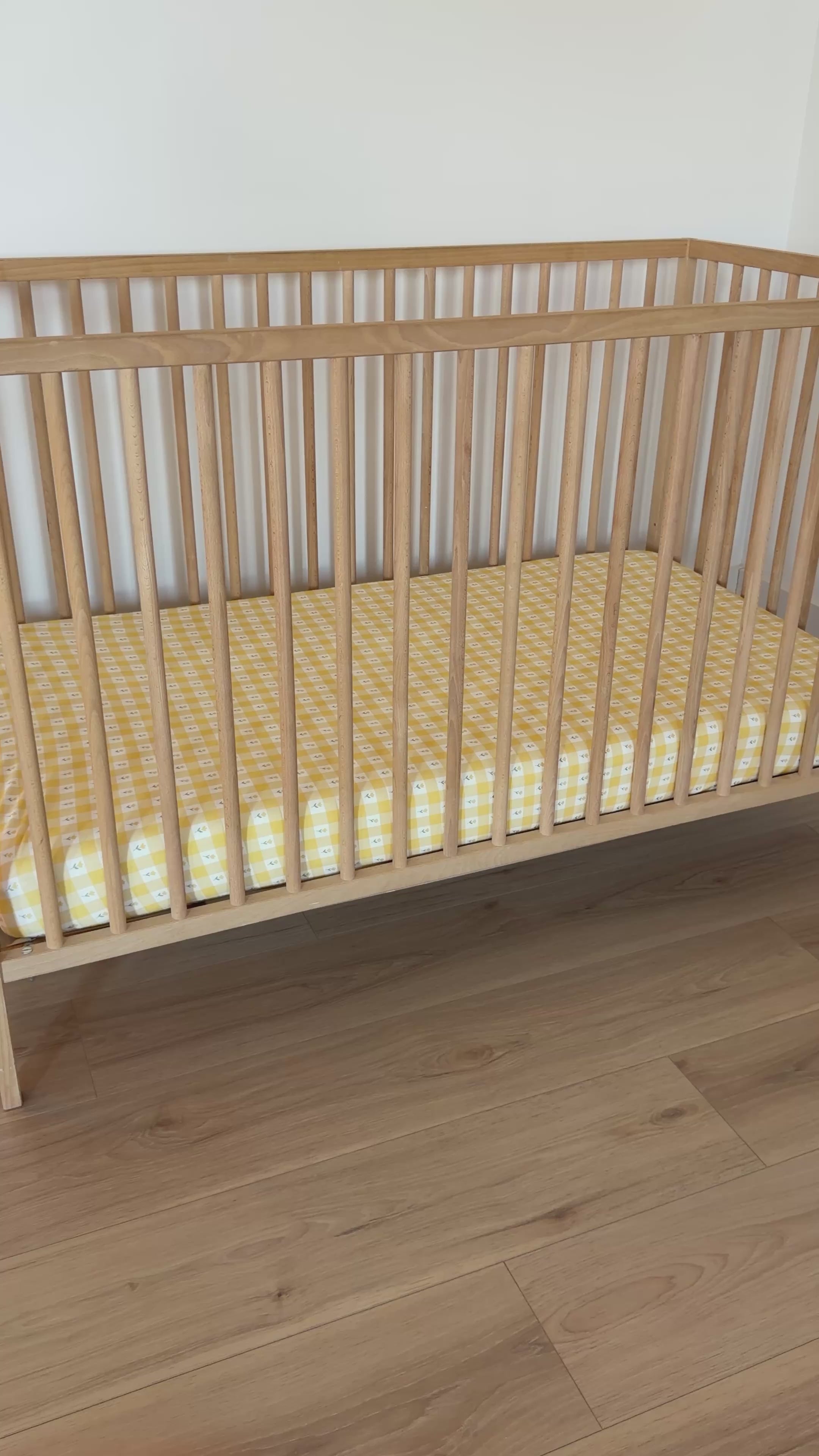 Yellow Gingham Tulip Crib Sheet