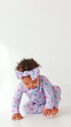 Lilac Daisies Small Ribbed Zip Romper