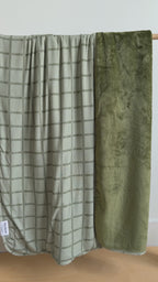Grid Sage Green Small Ribbed Toddler Blanket