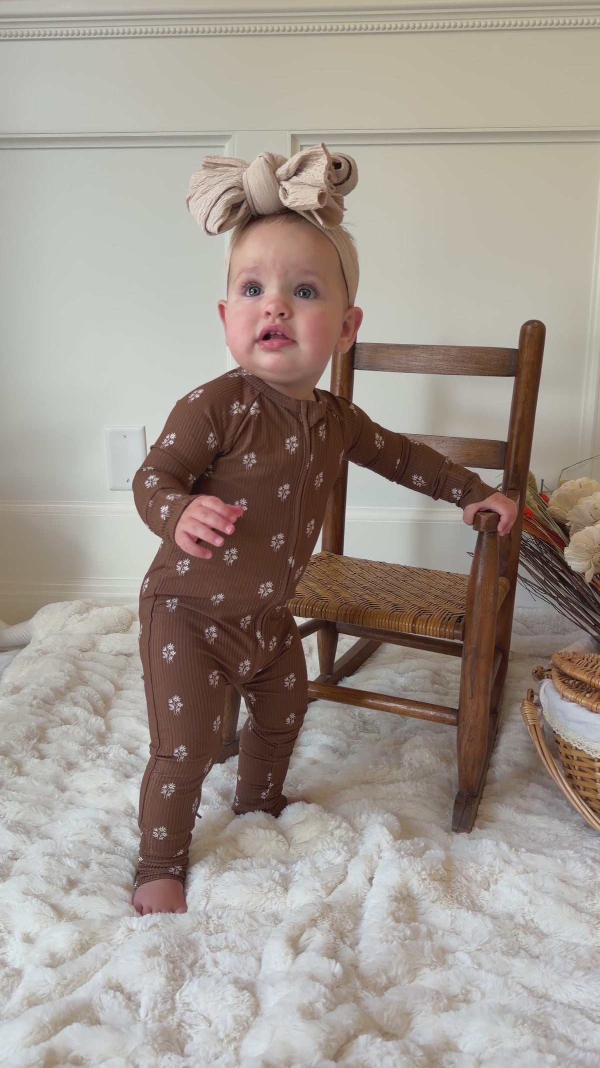 Autumn Stems Small Ribbed Zip Romper