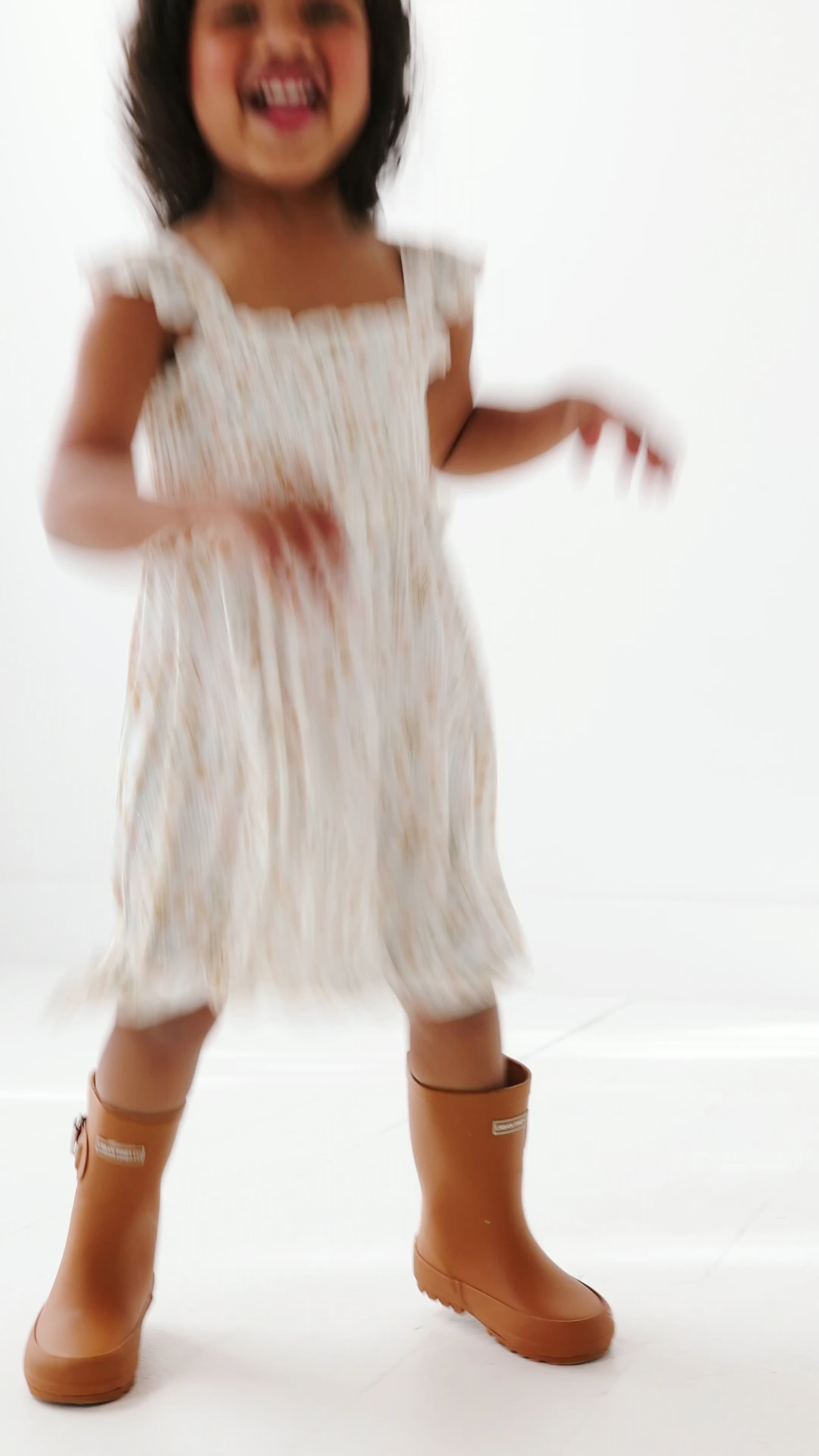 Whimsical Floral Small Ribbed Flutter Sleeve Dress