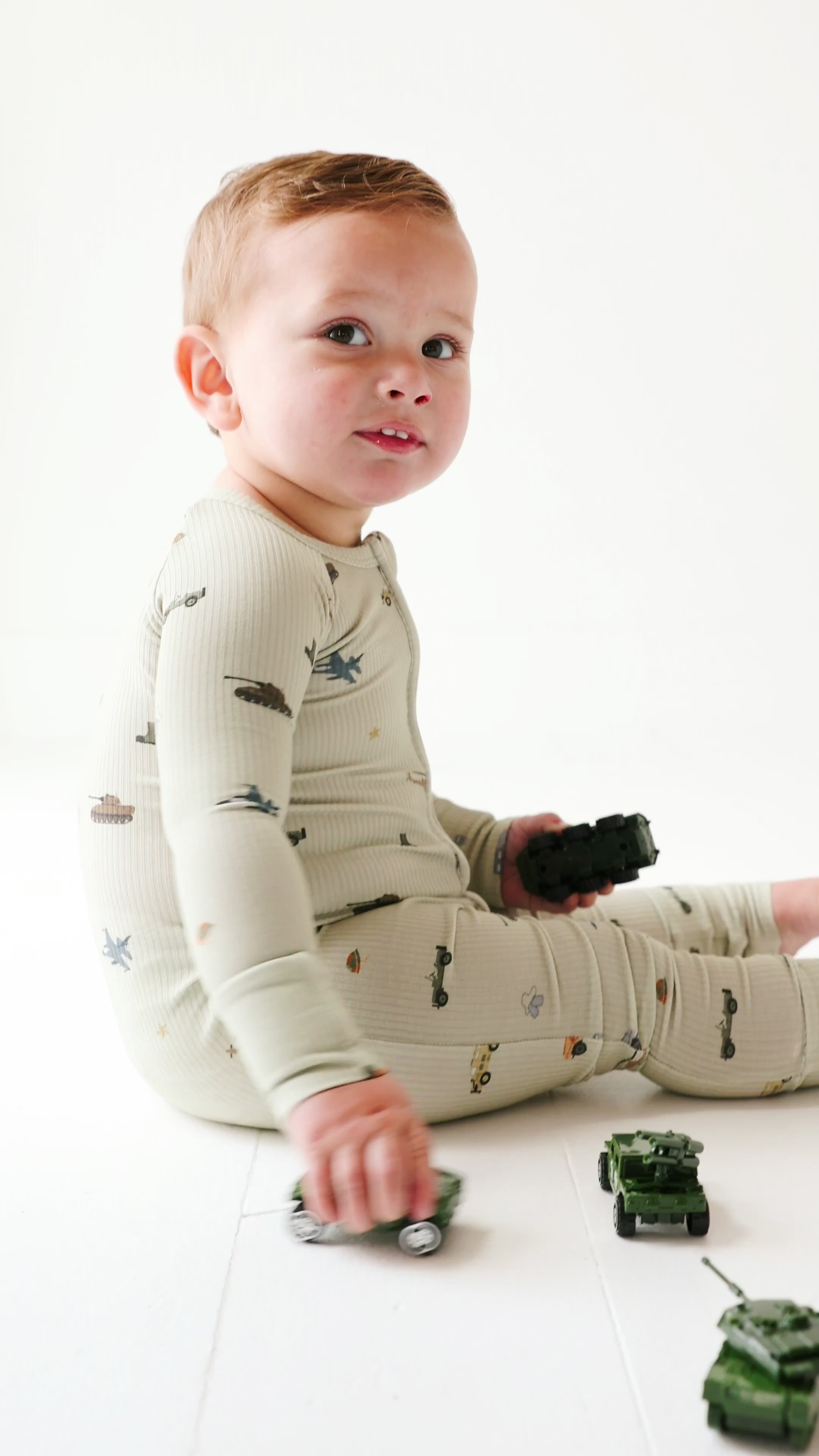 Military Small Ribbed Zip Romper