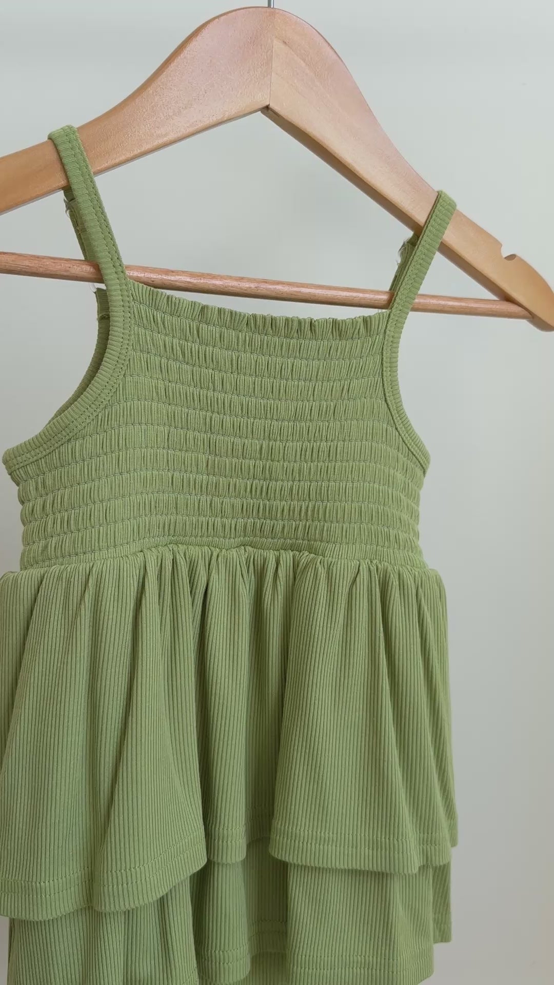 Tarragon Green Small Ribbed Ruffle Romper