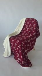Coquette Bows Red Small Ribbed Youth Blanket