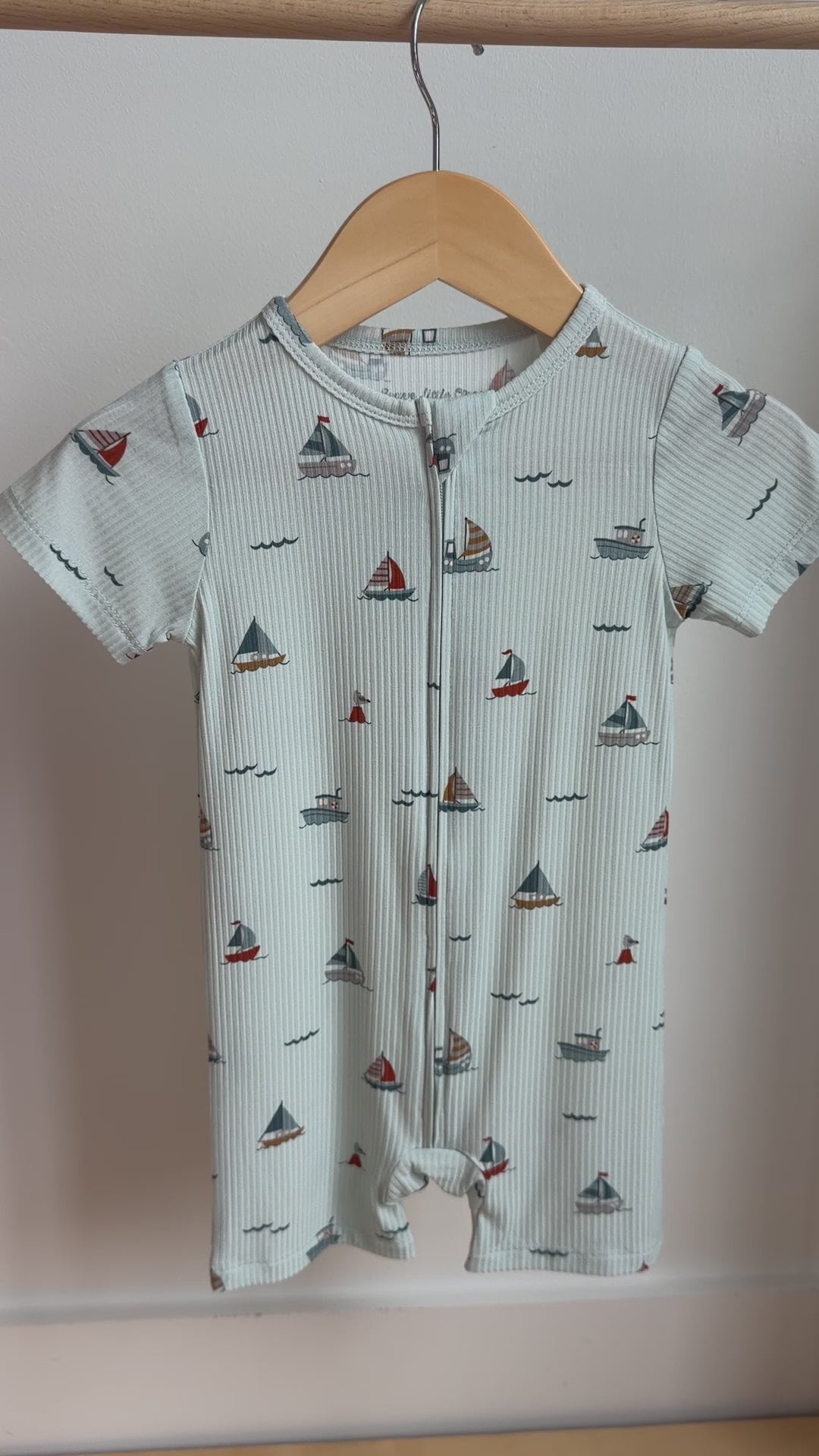 Nautical Boats Small Ribbed Summer Zip Romper