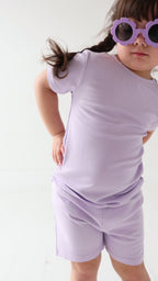 Lavender Small Ribbed Shorts Two-Piece Set