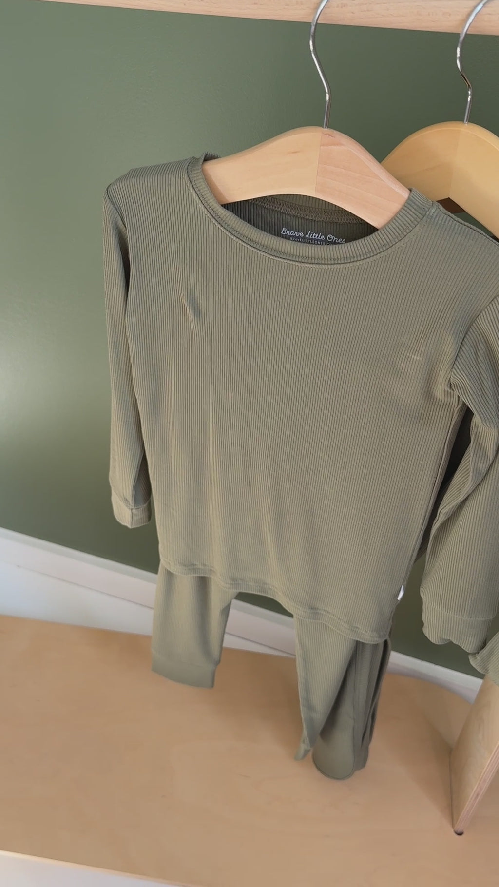 Olive Small Ribbed Two-Piece Set