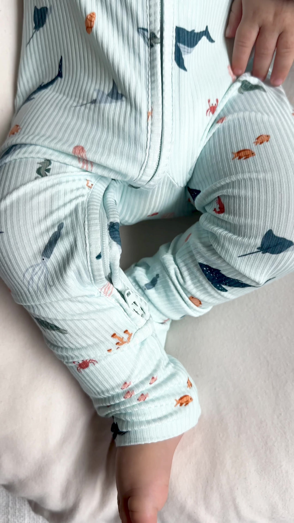 Under The Sea Small Ribbed Zip Romper