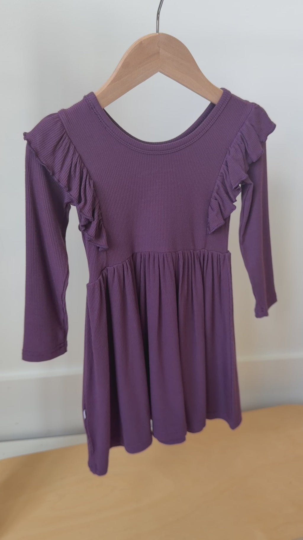 Mulberry Small Ribbed Ruffle Long Sleeve Dress