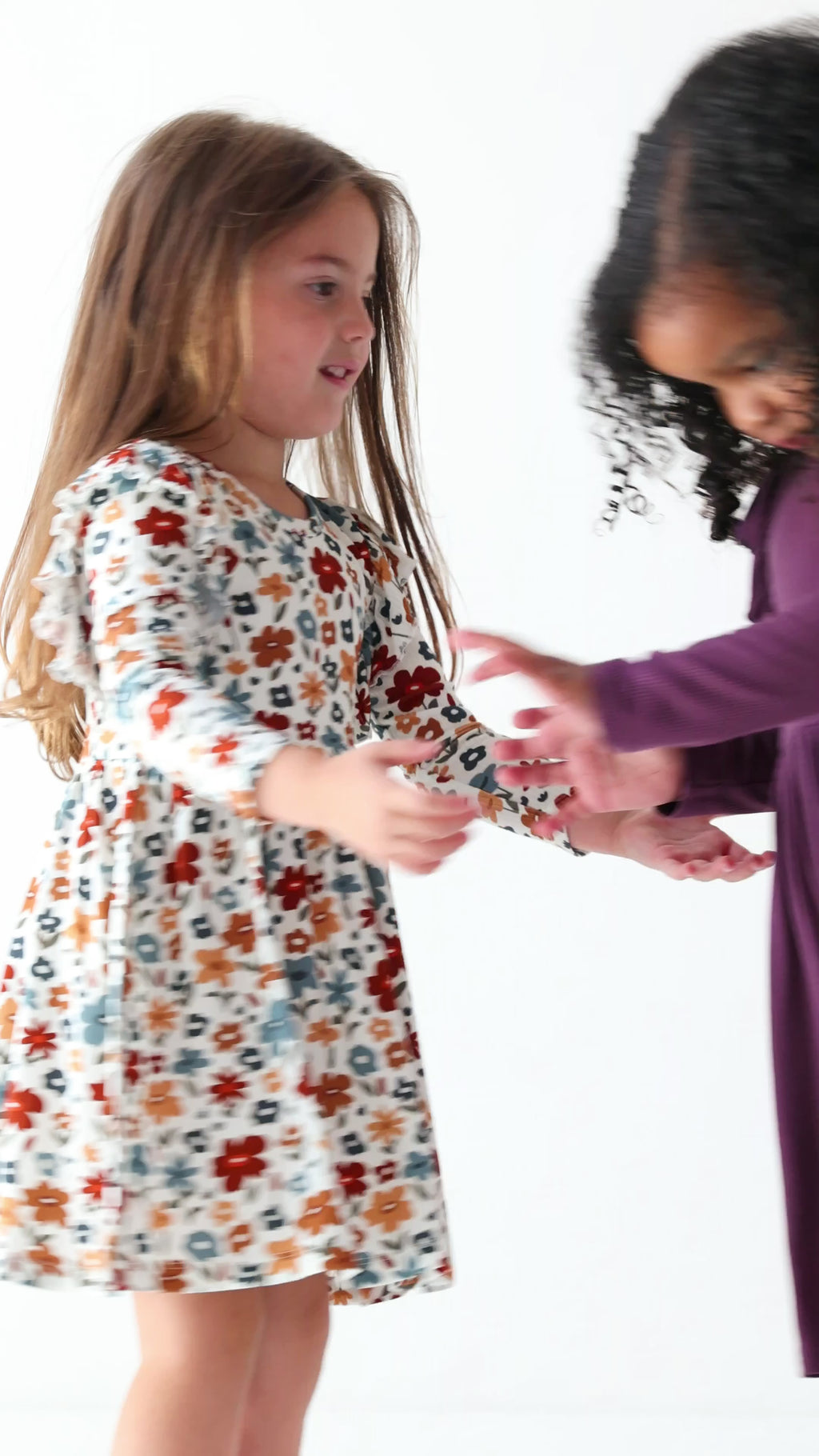 Autumn Meadow Small Ribbed Ruffle Long Sleeve Dress