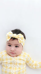 Yellow Gingham Tulip Zip Romper