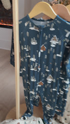 Snowy Village Small Ribbed Zip Romper