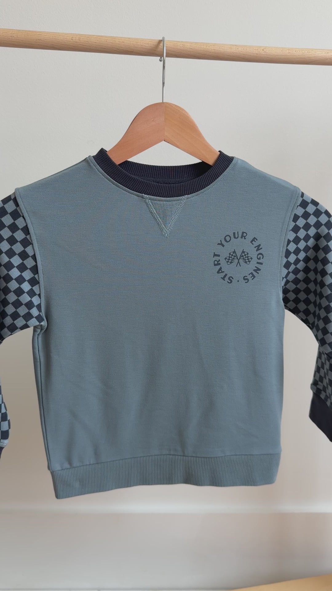 Slate Blue Start Your Engines Bamboo French Terry Pullover