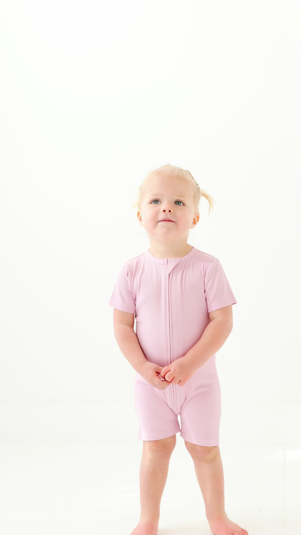 Lilac Mist Small Ribbed Summer Zip Romper